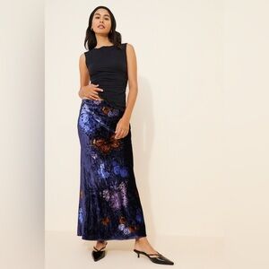 NWT Anthropologie The Tilda Maxi Slip Butterfly Skirt: Velvet Edition, Size L